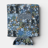 Patchwork Blaue Blumen: Nahtlose Stoffe. Dosenkühler (Rückseite)