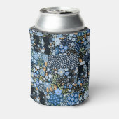 Patchwork Blaue Blumen: Nahtlose Stoffe. Dosenkühler (Kanne Rückseite)