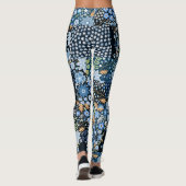 Patchwork Blaue Blumen: Nahtlose Stoffe. Leggings (Rückseite)