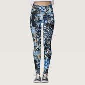 Patchwork Blaue Blumen: Nahtlose Stoffe. Leggings (Vorderseite)