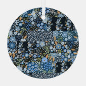 Patchwork Blaue Blumen: Nahtlose Stoffe. Ornament Aus Glas (Rückseite)