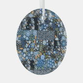 Patchwork Blaue Blumen: Nahtlose Stoffe. Ornament Aus Glas (Vorderseite Rechts)