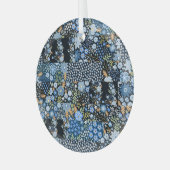 Patchwork Blaue Blumen: Nahtlose Stoffe. Ornament Aus Glas (Vorderseite links)