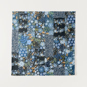 Patchwork Blaue Blumen: Nahtlose Stoffe. Wandteppich (Vorderseite (Horizontal))