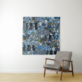 Patchwork Blaue Blumen: Nahtlose Stoffe. Wandteppich (Beispiel)