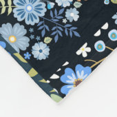 Patchwork Blaue Blumen: Nahtloser Stoff. Fleecedecke (Ecke)