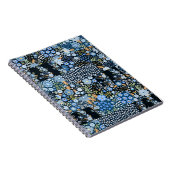 Patchwork blaue Blumen: Nahtloser Stoff. Notizblock (Rechte Seite)