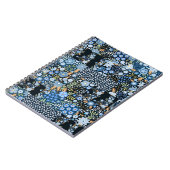 Patchwork blaue Blumen: Nahtloser Stoff. Notizblock (Linke Seite)