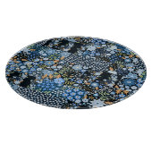 Patchwork blaue Blumen: Nahtloser Stoff. Schneidebrett (Ecke)