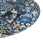 Patchwork blaue Blumen: Nahtloser Stoff. Schneidebrett (Ecke)