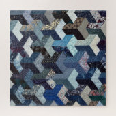 Patchwork-blaue Steppdecke Puzzle (Horizontal)