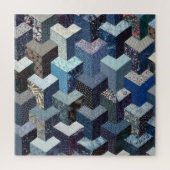Patchwork-blaue Steppdecke Puzzle (Vertikal)