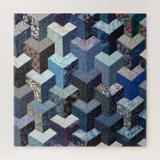 Patchwork-blaue Steppdecke Puzzle (Vertikal)