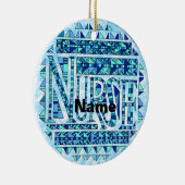 Patchwork blauer Krankenschwester Keramik Ornament (Rechts)