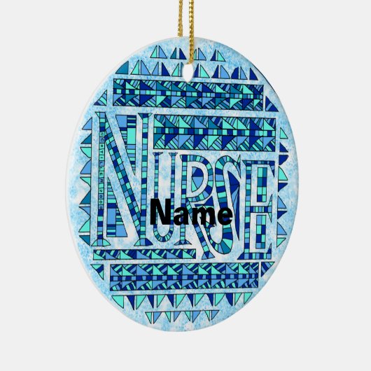 Patchwork blauer Krankenschwester Keramik Ornament (Rechts)