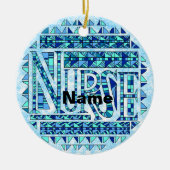 Patchwork blauer Krankenschwester Keramik Ornament (Vorne)