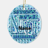 Patchwork blauer Krankenschwester Keramik Ornament (Links)