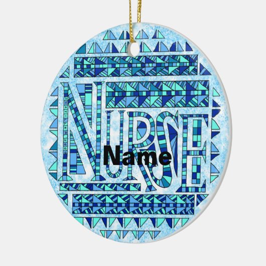 Patchwork blauer Krankenschwester Keramik Ornament (Links)