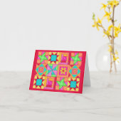 Patchwork Block Quilt Note oder Grußkarte Karte (Gelbe Blume)