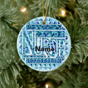 Patchwork Blue Nurse Keramik Ornament