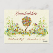 Patchwork Blume Liebe Tree Danke Post Card Postkarte (Rückseite)