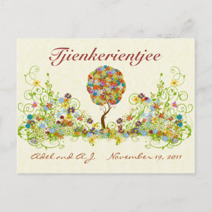 Patchwork Blume Liebe Tree Danke Post Card Postkarte