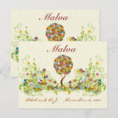 Patchwork Blume Liebe Tree Danke Post Card Postkarte (Vorne/Hinten)