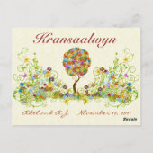 Patchwork Blume Liebe Tree Danke Post Card Postkarte (Rückseite)