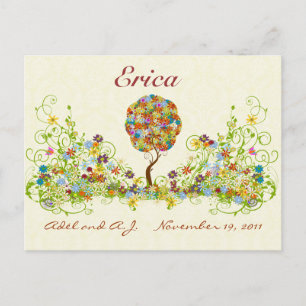 Patchwork Blume Liebe Tree Danke Post Card Postkarte