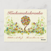 Patchwork Blume Liebe Tree Danke Post Card Postkarte (Rückseite)