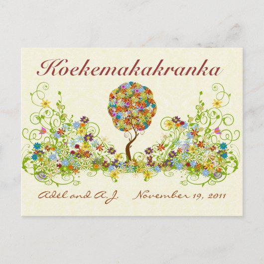 Patchwork Blume Liebe Tree Danke Post Card Postkarte (Vorderseite)