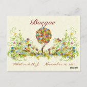 Patchwork Blume Liebe Tree Danke Post Card Postkarte (Rückseite)