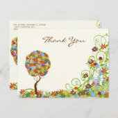 Patchwork Blume Liebe Tree Vielen Dank PostCard Postkarte (Vorne/Hinten)