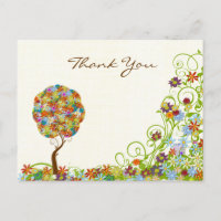 Patchwork Blume Liebe Tree Vielen Dank PostCard