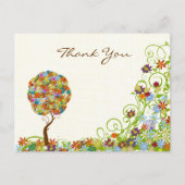 Patchwork Blume Liebe Tree Vielen Dank PostCard Postkarte (Vorderseite)