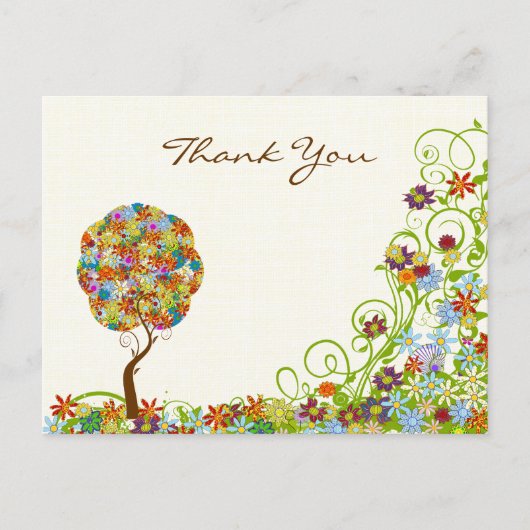 Patchwork Blume Liebe Tree Vielen Dank PostCard Postkarte (Vorderseite)