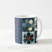 Patchwork-Blume Personalisiert Kaffeetasse (VorderseiteRechts)