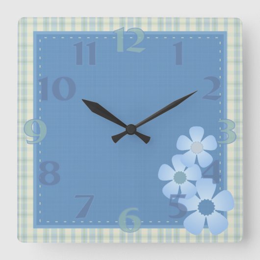 Patchwork-Blume Quadratische Wanduhr (Vorderseite)