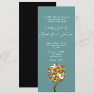Patchwork Blume Tree and Bies Wedding Einladung
