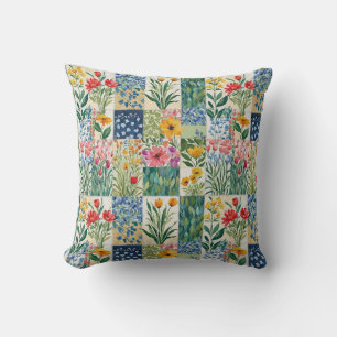 Patchwork-Blumen-Botanischer-Garten-Blumen Hübsch Kissen