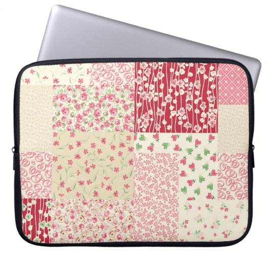 Patchwork Blumen: Handgezeichnete Ornamente. Laptopschutzhülle (Vorderseite)