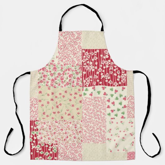 Patchwork-Blumen: Handgezeichnete Ornamente. Schürze (Vorderseite)