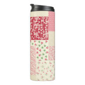 Patchwork Blumen: Handgezeichnete Ornamente. Thermosbecher (Nach rechts gedreht)