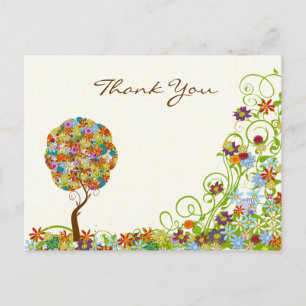 Patchwork-Blumen-Liebesbaum Dankeschön-Postkarte Postkarte