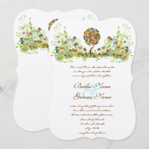 Patchwork-Blumen-Liebesbaum-Hochzeits-Einladung Einladung