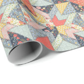 Patchwork-Blumen: Vintage-Ornament Geschenkpapier (Rolleneckpunkt)