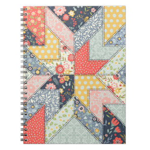 Patchwork-Blumen: Vintage-Ornament Notizblock