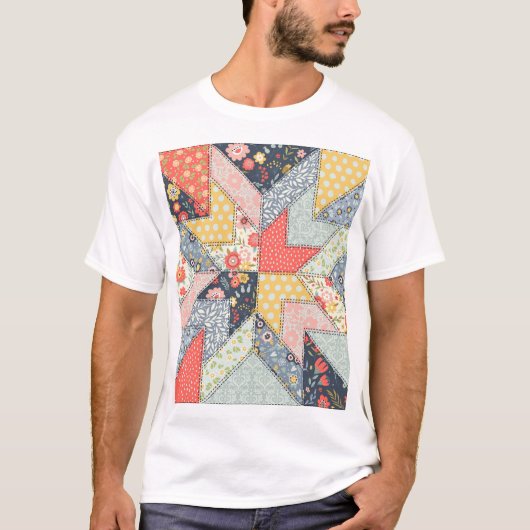 Patchwork-Blumen: Vintage-Ornament T-Shirt (Vorderseite)