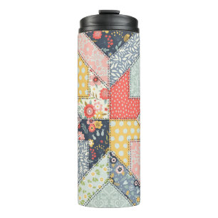 Patchwork-Blumenmuster: Vintage-Ornament Thermosbecher
