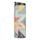 Patchwork-Blumenmuster: Vintage-Ornament Thermosbecher (Nach rechts gedreht)